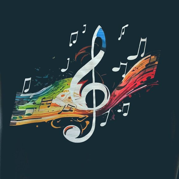Music Graphic Tee Size 2XL Black Treble Clef Print Short Sleeve Top DESIGN ISSUE - Picture 7 of 9